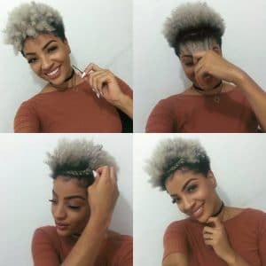 Mulher de cabelo crespo com tiara de trança
